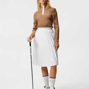 J.Lindeberg White Pleated Skater Skirt Size Large